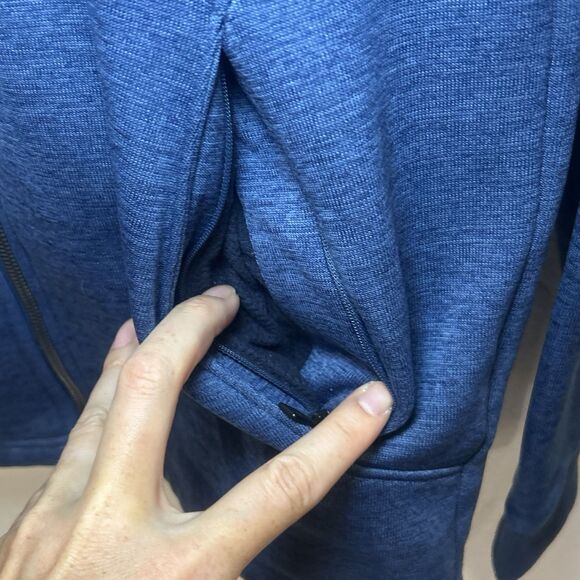 THE NORTH FACE MENS JACKET MEDIUM Blue  HOODIE FLEECE LOGO FULL ZIP - Picture 3 of 10